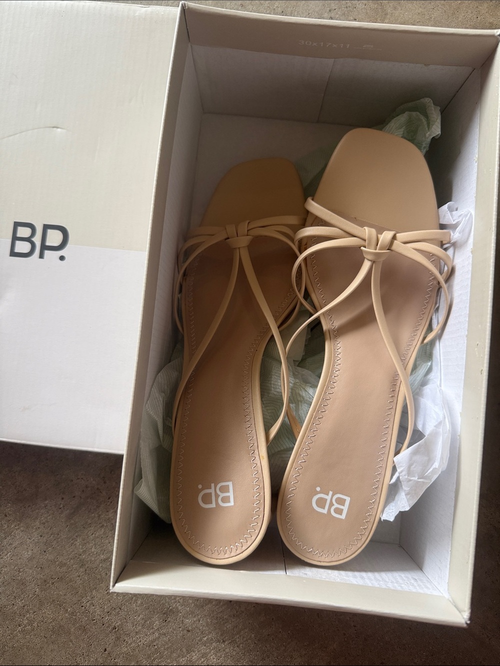 bp Beige Knot-Strap Slide Sandals